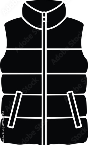 Fashion Vector Illustration of a Puffer Vest Design in a Minimalist Style for Modern Apparel Trends