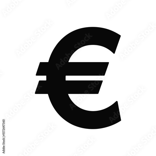 Black euro symbol silhouette on a clean white background.