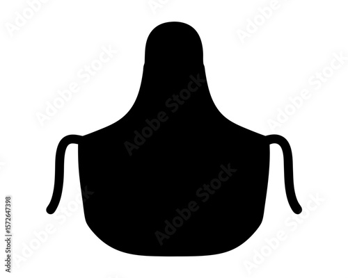 Solid Black Apron Silhouette, Kitchen Tool, Protective Wear, Cooking and Cleaning