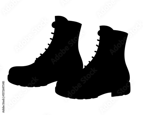 Silhouette image of two combat boots laced up and ready for action