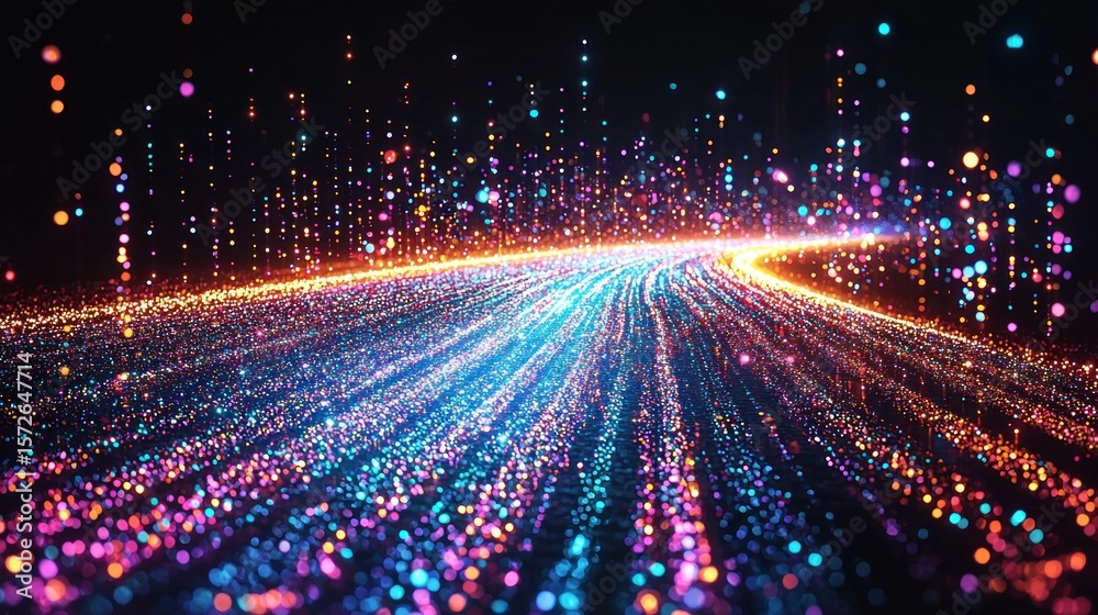 Fototapeta premium Abstract, vibrant, particle stream