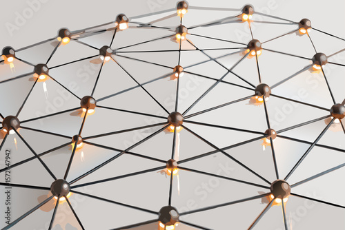 Glowing Dots Network 3 D Structure Abstract neural network