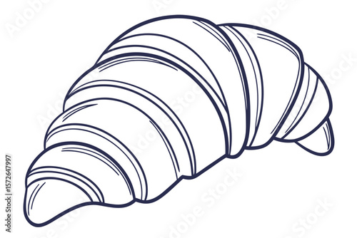 Line Art Croissant French Pastry Bakery Food Illustration