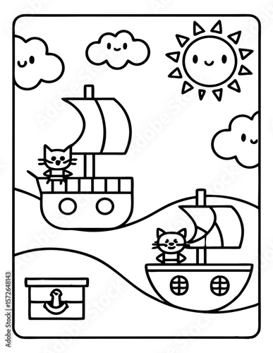 cute kids coloring pages isolated