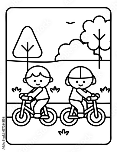 cute kids coloring pages isolated