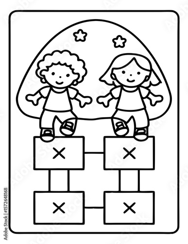 cute kids coloring pages isolated
