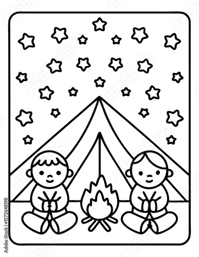 cute kids coloring pages isolated