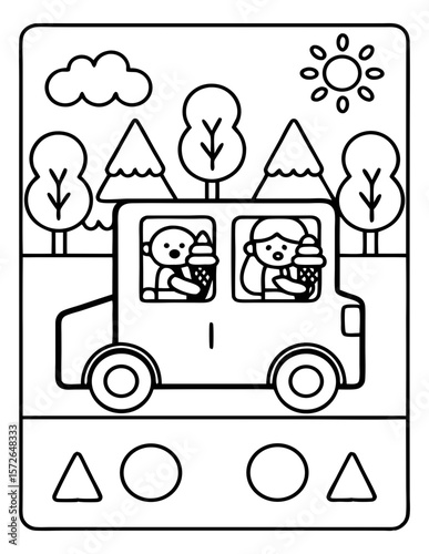 cute kids coloring pages isolated