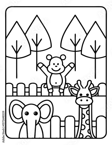 cute kids coloring pages isolated