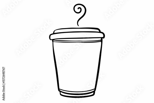 Simple Line Art Coffee Cup with Steam takeaway cup