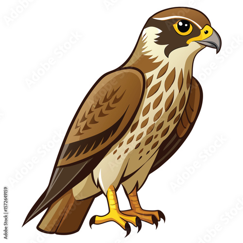 Side view of a brown and beige bird of prey