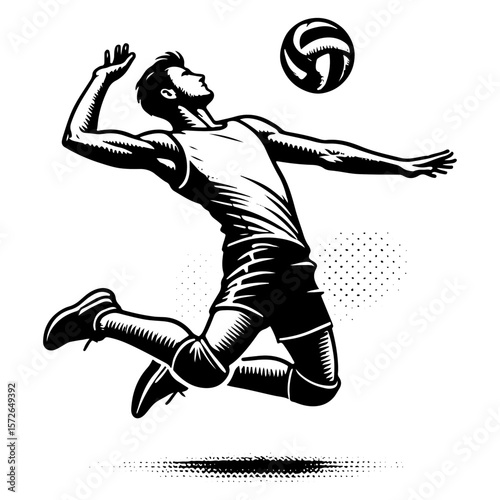 Athletic Volleyball Player Executing A Jump Serve