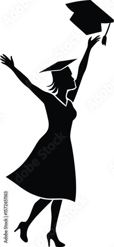 Silhouette of a woman witch with broom vector illustration