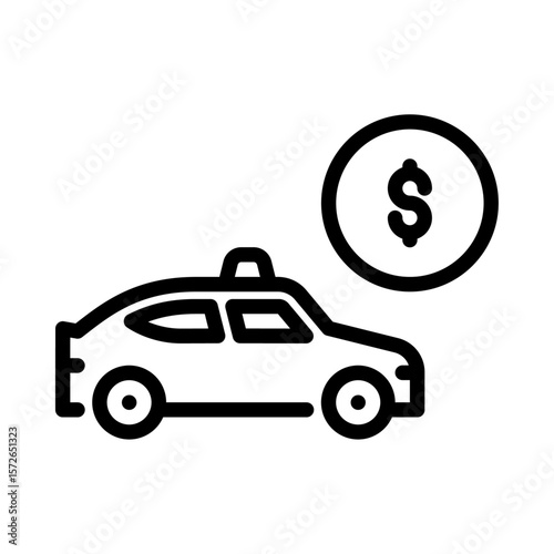 taxi meter outline icon. pay taxi black line illustration.