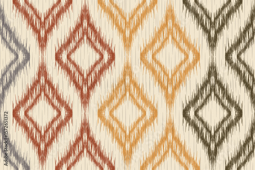 Ethnic abstract ikat art. Aztec ornament print. geometric ethnic pattern seamless color oriental. Design for background ,curtain, carpet, wallpaper, clothing, wrapping, Batik, vector illustration.