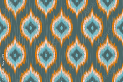 Ethnic abstract ikat art. Aztec ornament print. geometric ethnic pattern seamless color oriental. Design for background ,curtain, carpet, wallpaper, clothing, wrapping, Batik, vector illustration.