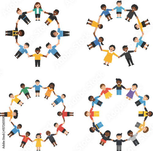 Diverse Children Holding Hands in a Circle Unity, Friendship, and Global Community