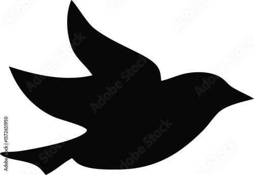 Silhouette of a bird and fish vector illustration with flying dove and shark symbols