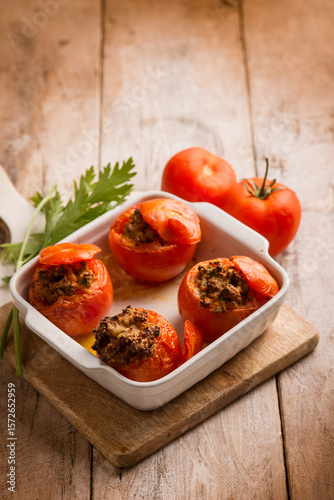 stuffed tomatoes, traditional mediterranean recipe