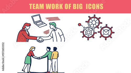 Team work set of vector icons