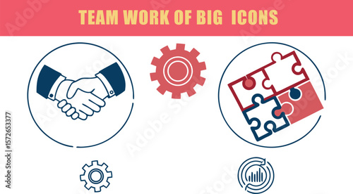 Team work set of vector icons