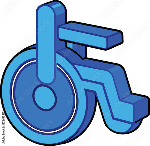 Blue isometric wheelchair symbol mobility accessibility