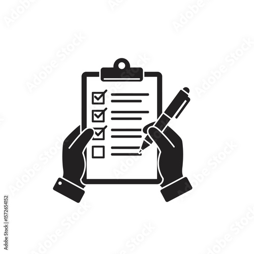 Hands holding a clipboard with a checklist and pen, symbolizing task completion.