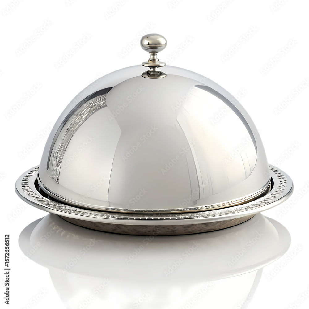Elegant Silver Cloche A Polished Serving Dish for Culinary Presentations isolated on transparent baackground Elegant Silver Cloche A Polished Serving Dish for Culinary Presentations isolated on transparent baackground