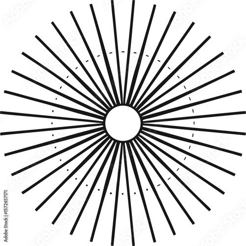 Abstract Light Rays Forming a Circle of Unity Black