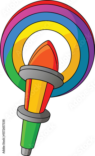Torch with rainbow ring fire flame colorful