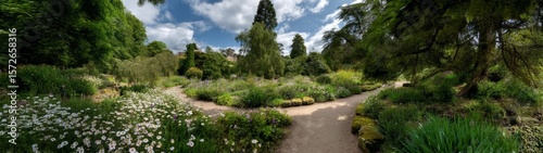 Nature walk in scenic garden hdr 360 degrees hdri panoramic view