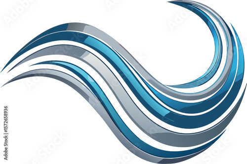 Abstract Wave of Liquid Metal Lines White Background