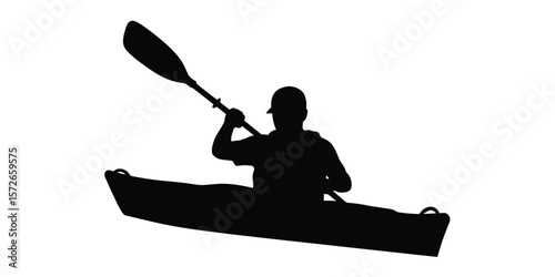 Kayaking Vector Silhouette