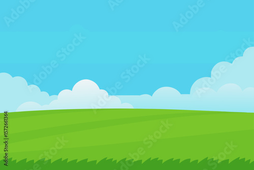 Vast Field Covered With Fresh Green Grass Under A Clear Sky
