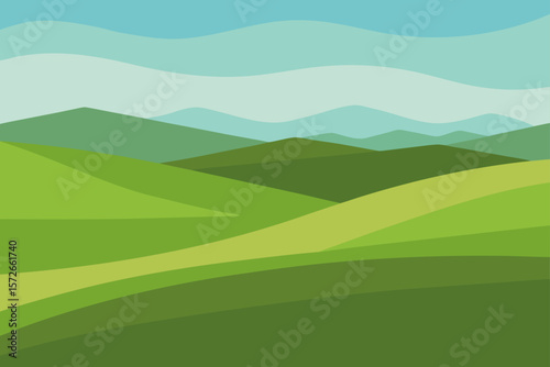 Grassy Field With Soft Shadows And Rolling Hills