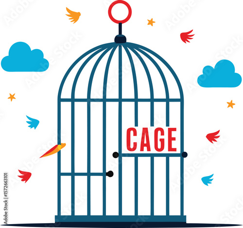 Cage with an Open Door and Flying Ideas Symbolic