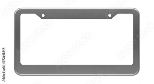 Isolated gray license plate frame on white background
