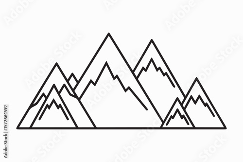 mountain icon set silhouette vector
