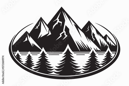 mountain icon set silhouette vector