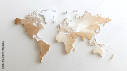World map with minimalist design and light colors