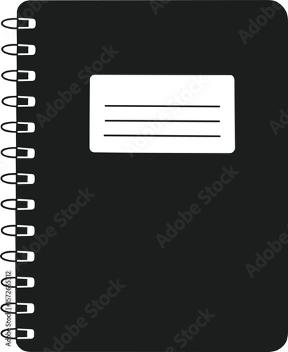 Silhouette Vector of Spiral Notebook with Label and Rounded Corners