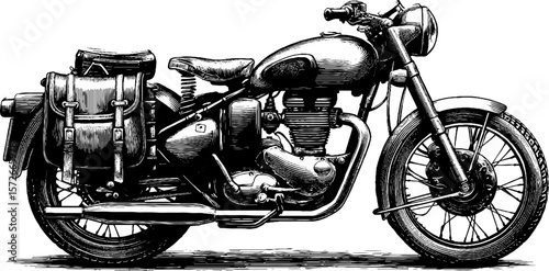 Vintage motorcycle engraving illustration from the 1940s – retro design for posters or cards