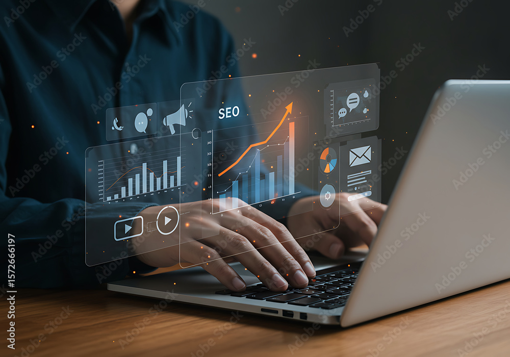 Obraz premium Digital marketing analytics growth chart image