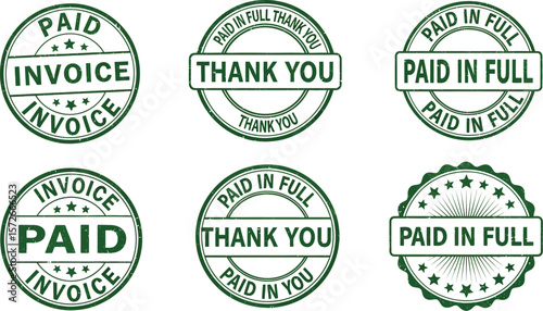 Paid in full invoice stamps vector graphic design for business accounting