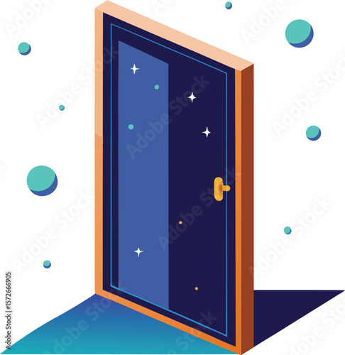 Door Floating in Space White Clear Background
