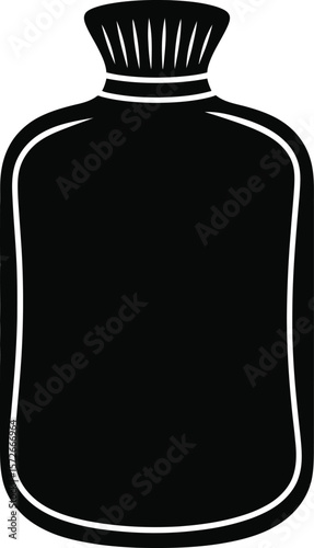 Hot Water Bottle Silhouette Icon Vector Illustration
