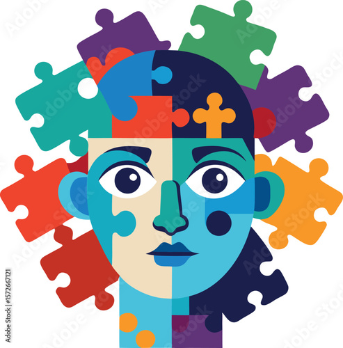 Face Formed by Puzzle Pieces with Missing Parts