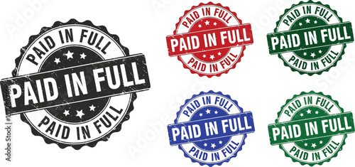 Paid in full stamp collection vector image for financial and business use
