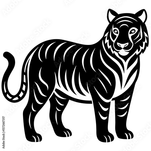 vector illustration of cartoon tiger