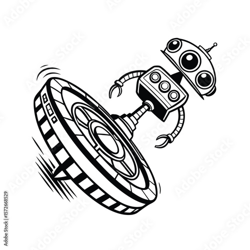 floating control ring with robotic eyes vector black